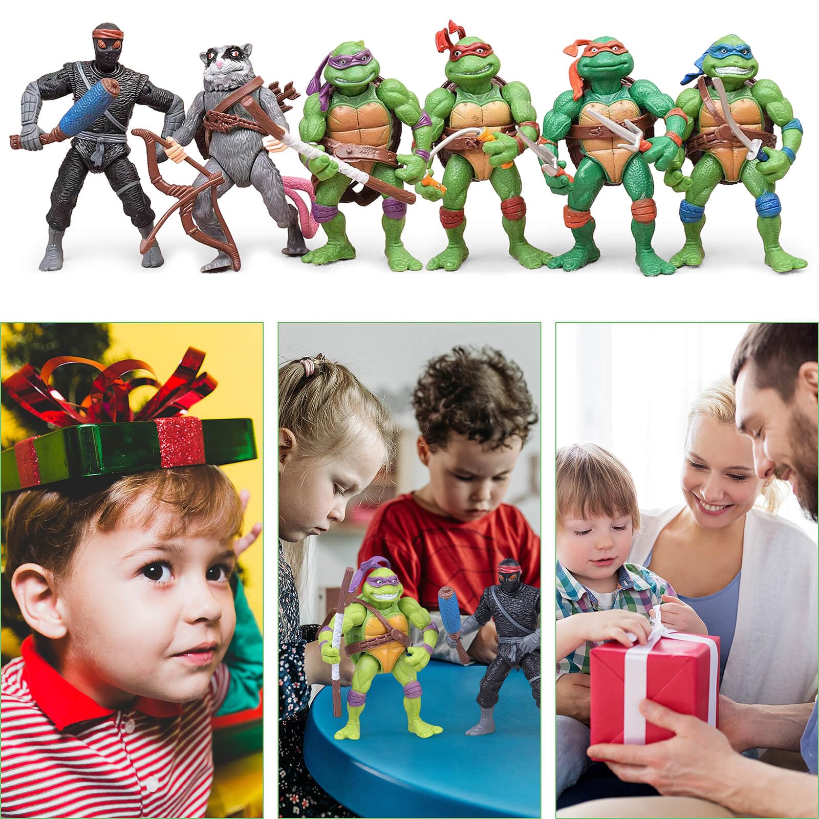 KLUKGE 6-Packs Turtles Action Figures 4.7 Inches Turtles Toys Multi-Jointed Movable Cartoon Turtle Toy Set Birthday Gifts for Friends and Fans