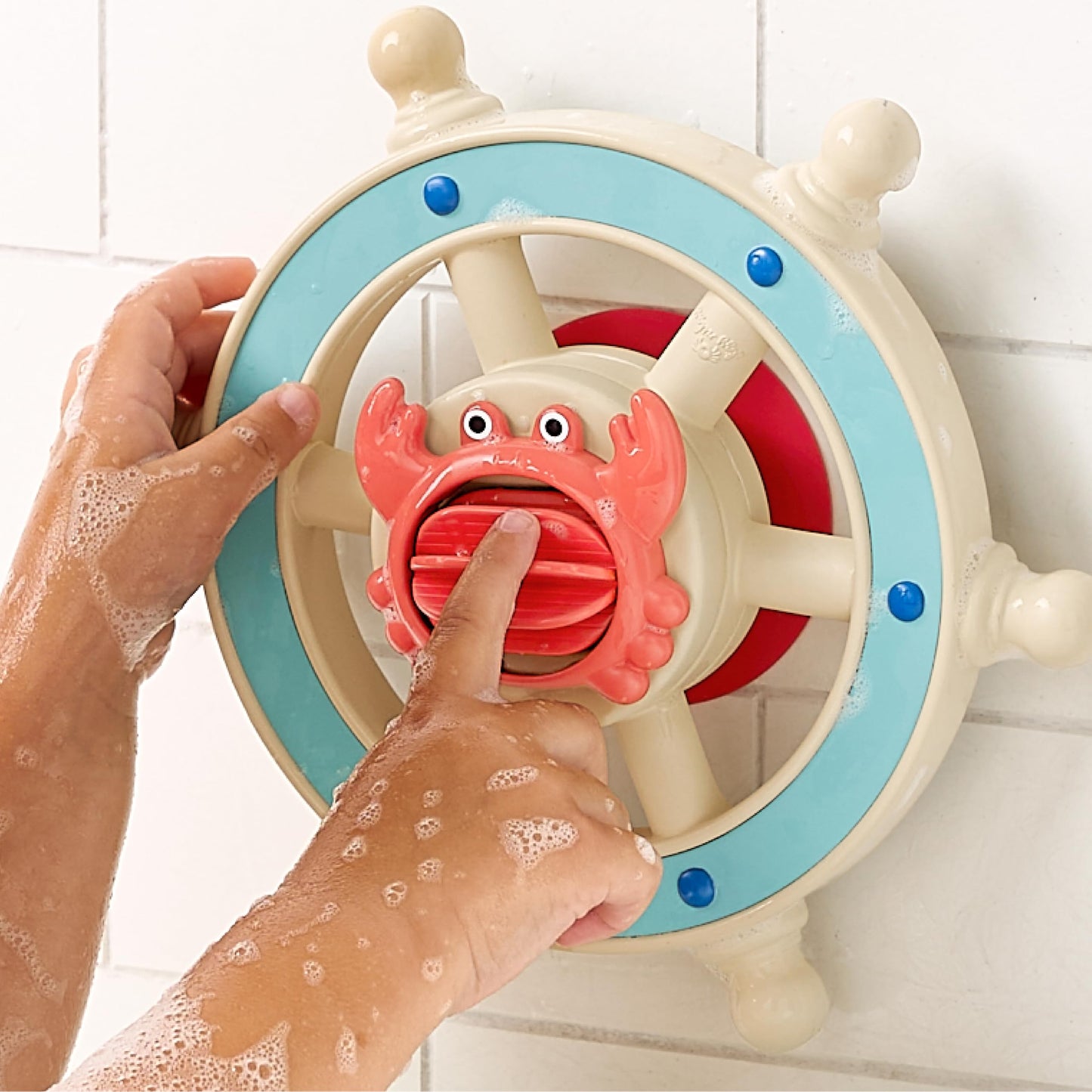 Itzy Ritzy Steering Wheel Bath Toy - Suction Cup Tub Toy with Rotating Steering Wheel and Easy-Grip Handles to Promote Fine Motor Skills & Imaginative