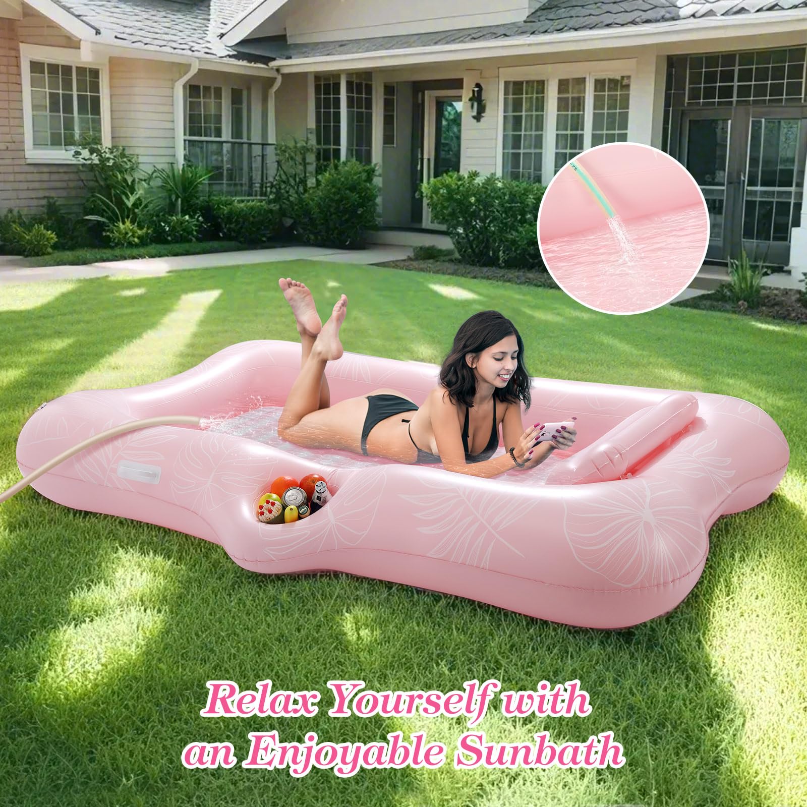 MoKo Tanning Pool Floats Adult, 83" x 50" Floaties Raft Bed with Ice Bar