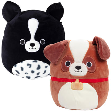 Squishmallows 10 Inch Puppy 2-Pack Value Set - Two Official Jazwares Plush Dogs - Soft & Squishy Stuffed Animal Toys - Cuddly Dog Plush Gift Set