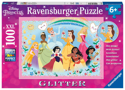 RAVENSBURGER Puzzle 13326 Ravensburger 13326-Strong, Beautiful and Incredibly Bold-100 Pieces XXL Disney Princess Glitter Puzzle for Children from 6