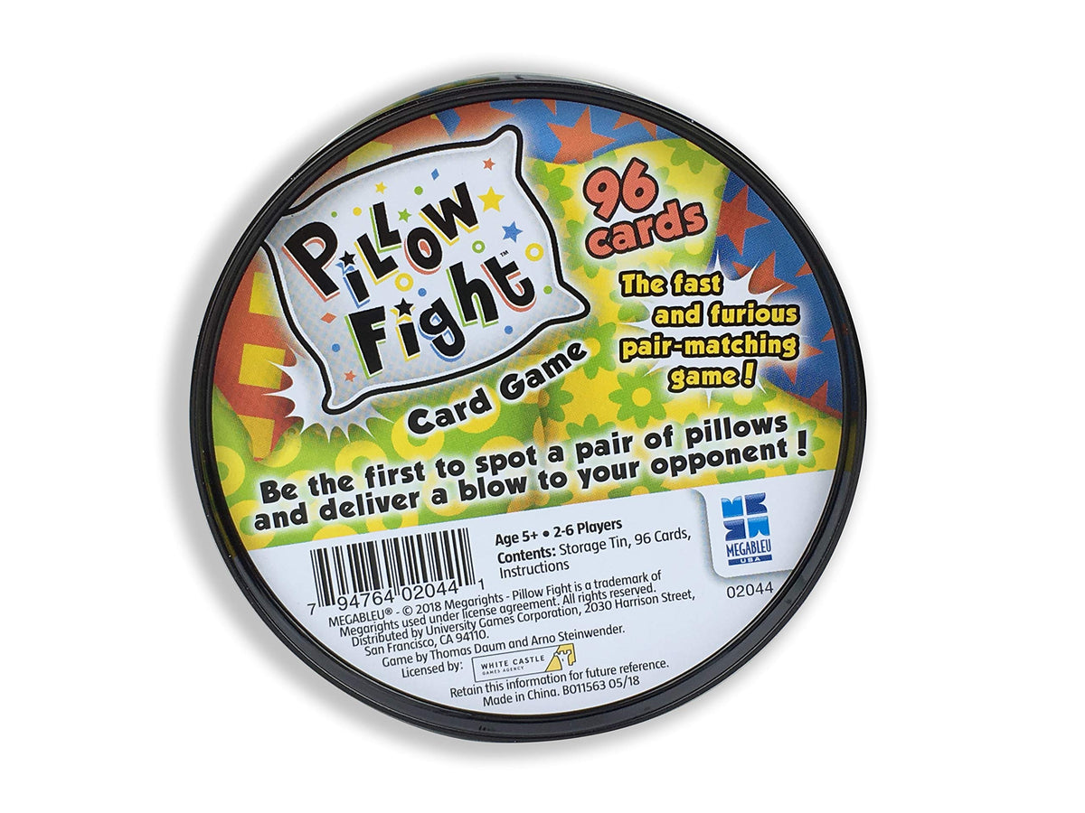 University Games, Pillow Fight Travel Card Game - Fun and Fast-Paced Pair-Matching Game for 2 to 6 Players, Ages 5 and Up, in a Portable Tin