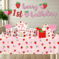 Berry First Birthday Decor Strawberry 1st Birthday Decorations for Girls with Plates, Napkins, Tablecloth, Cups Strawberry Party Decorations, Serve 20