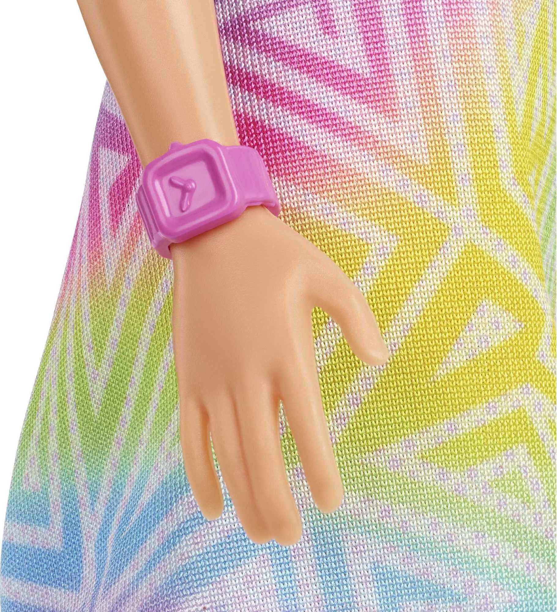 Barbie Fashionistas Doll #190 with Purple-Streaked Blonde Hair, Romper Dress, Yellow Wedge Sneakers & Bracelet Accessory