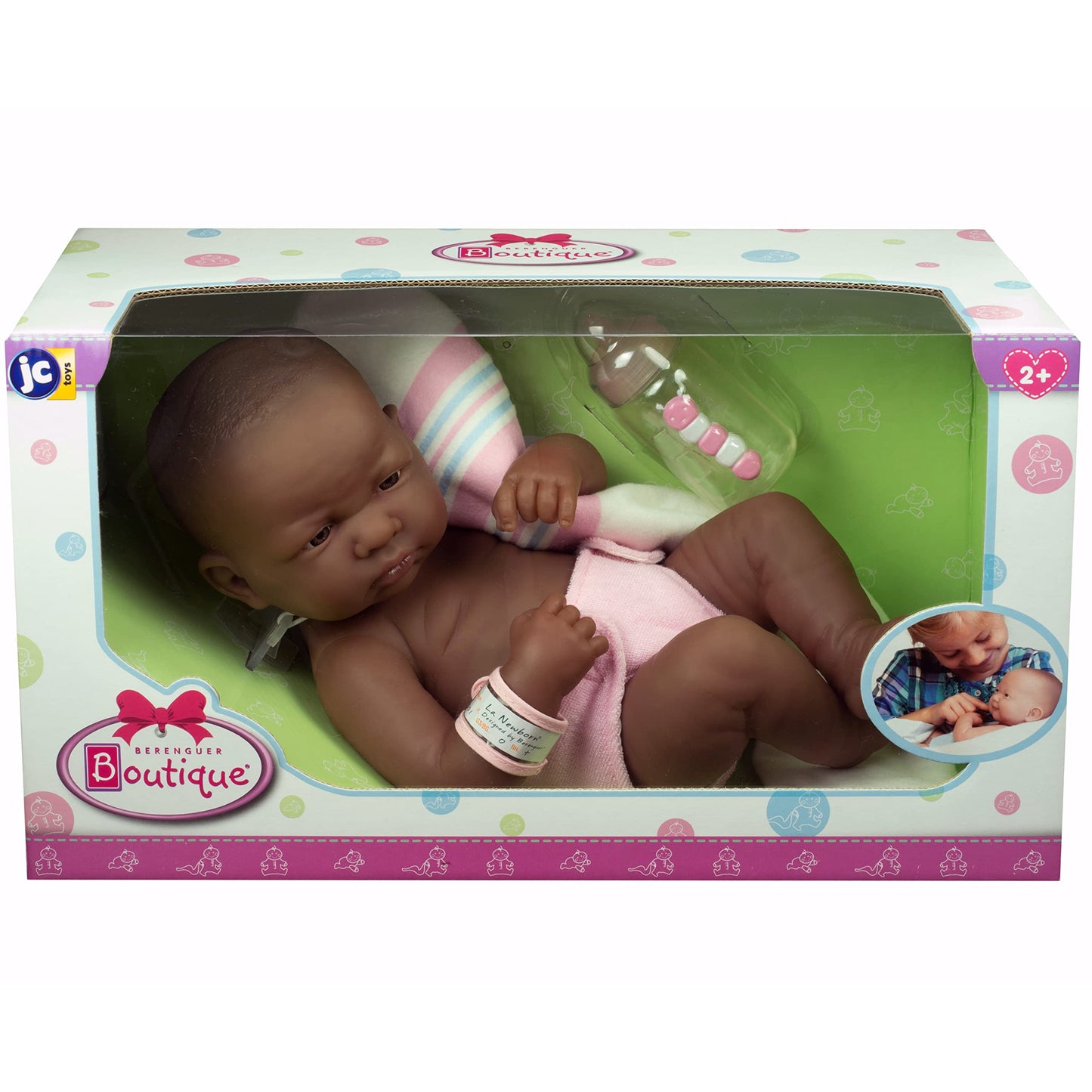JC Toys - La Newborn First Day African American| Anatomically Correct Real Girl Baby Doll | 14" All-Vinyl | Made in Spain | Designed by Berenguer |