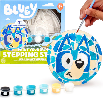 Bluey Paint Your Own Stepping Stone, Design 7 DIY Stone Art, Fun Kit for Kids, Less Mess Paintable Stones Art Set, Great Summer Activity Kids Ages 8