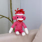 Plushland Adorable Sock Monkey 8 Inches Tall - Soft Realistic Plush Knitted Stuffed Animal Toy Gift - for Kids, Babies, Teens, Girls and Boys(Pink)
