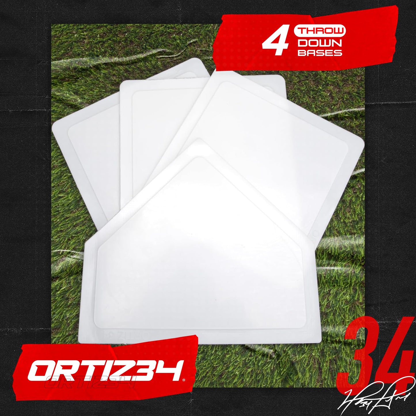 Ortiz34 Grand Slam Set- Graffiti Plastic Bat, 3 Balls, 4 Throw Down (Green/Purple)