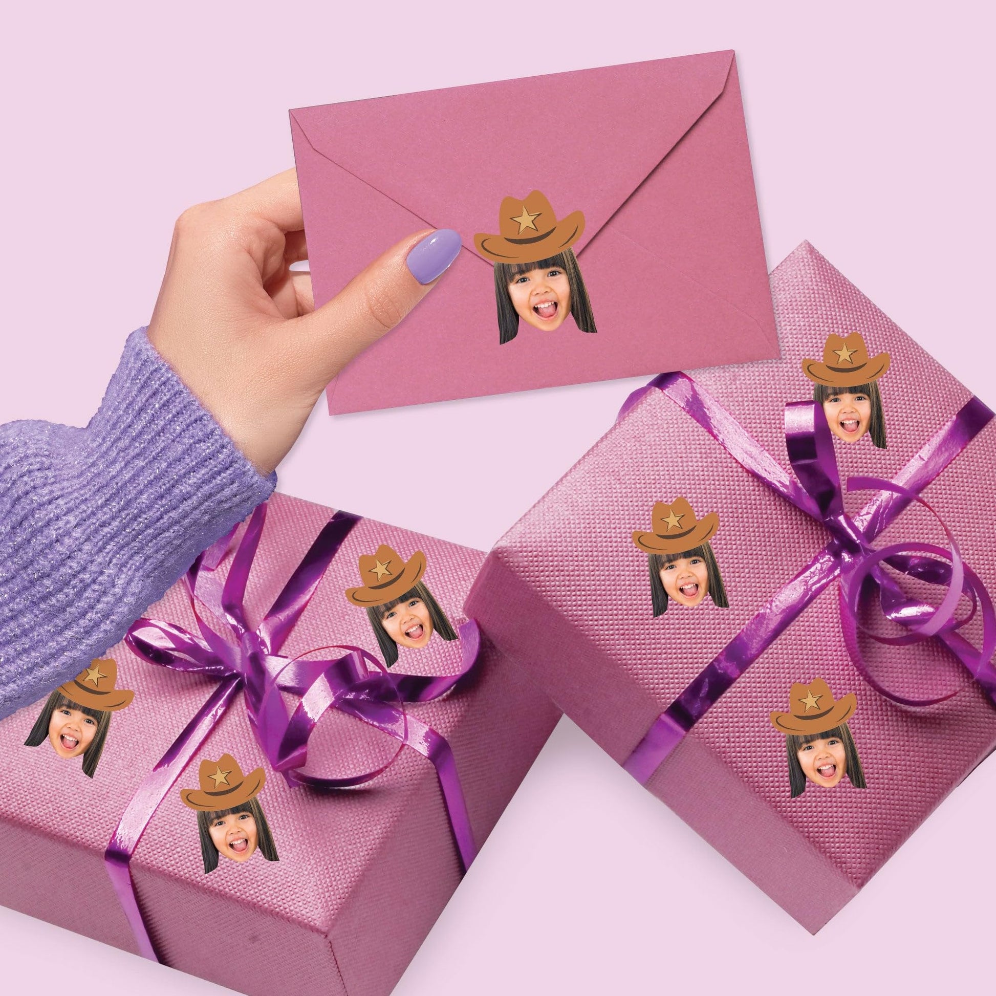 Big Dot of Happiness Custom Photo My First Rodeo - Little Cowboy 1st Birthday Party Favors - Fun Face Cut-Out Stickers - Set of 24