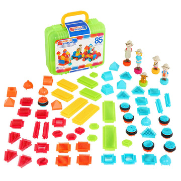 Battat - Bristle Blocks - STEM Interlocking Building Blocks - 85 Pieces Playset - Reusable Carry Case - Developmental Toys for Toddlers & Kids