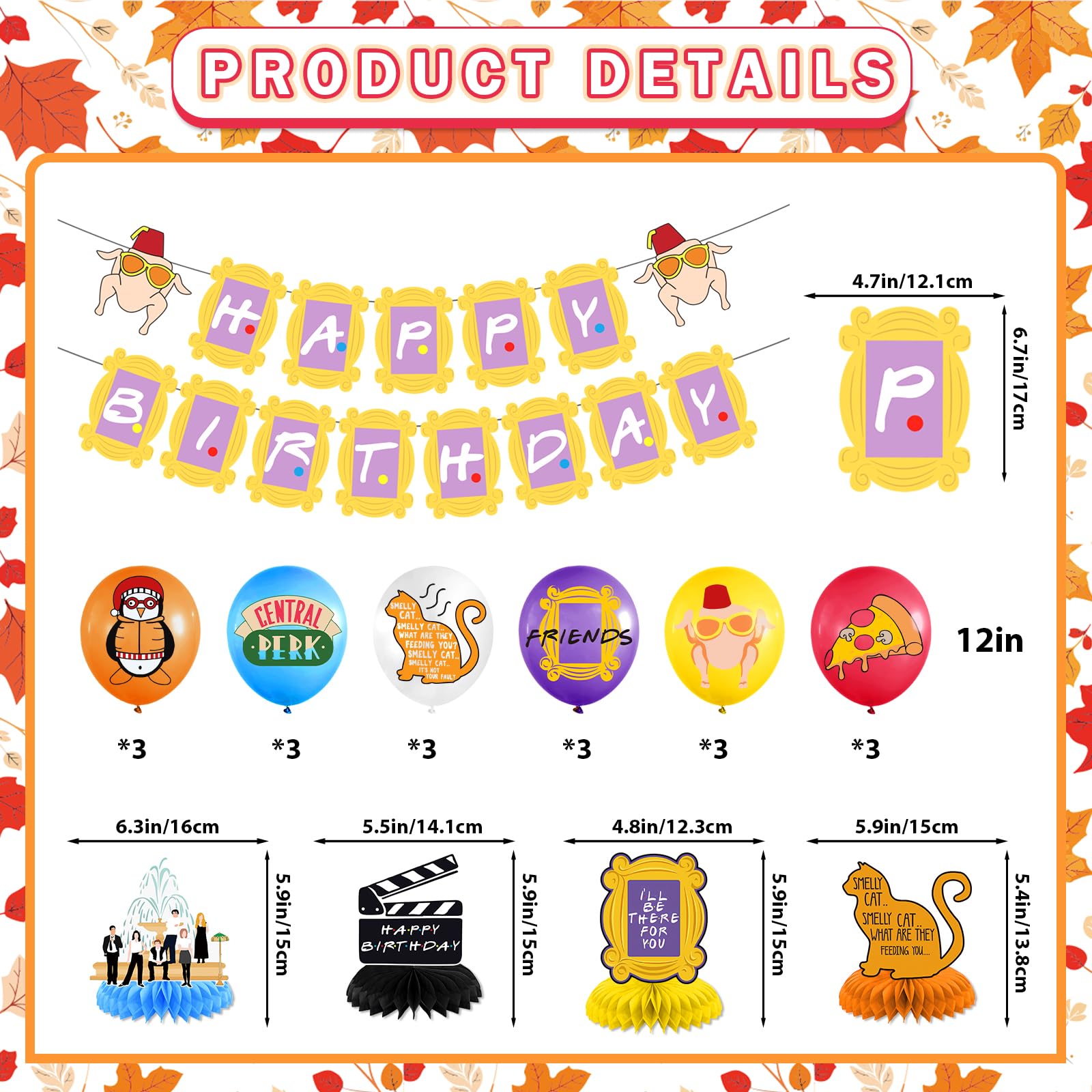 Friends Themed Party Decorations Banner Friends Party Decorations Friends TV Show Decorations Hanging Swirls Balloons Honeycomb Centerpieces