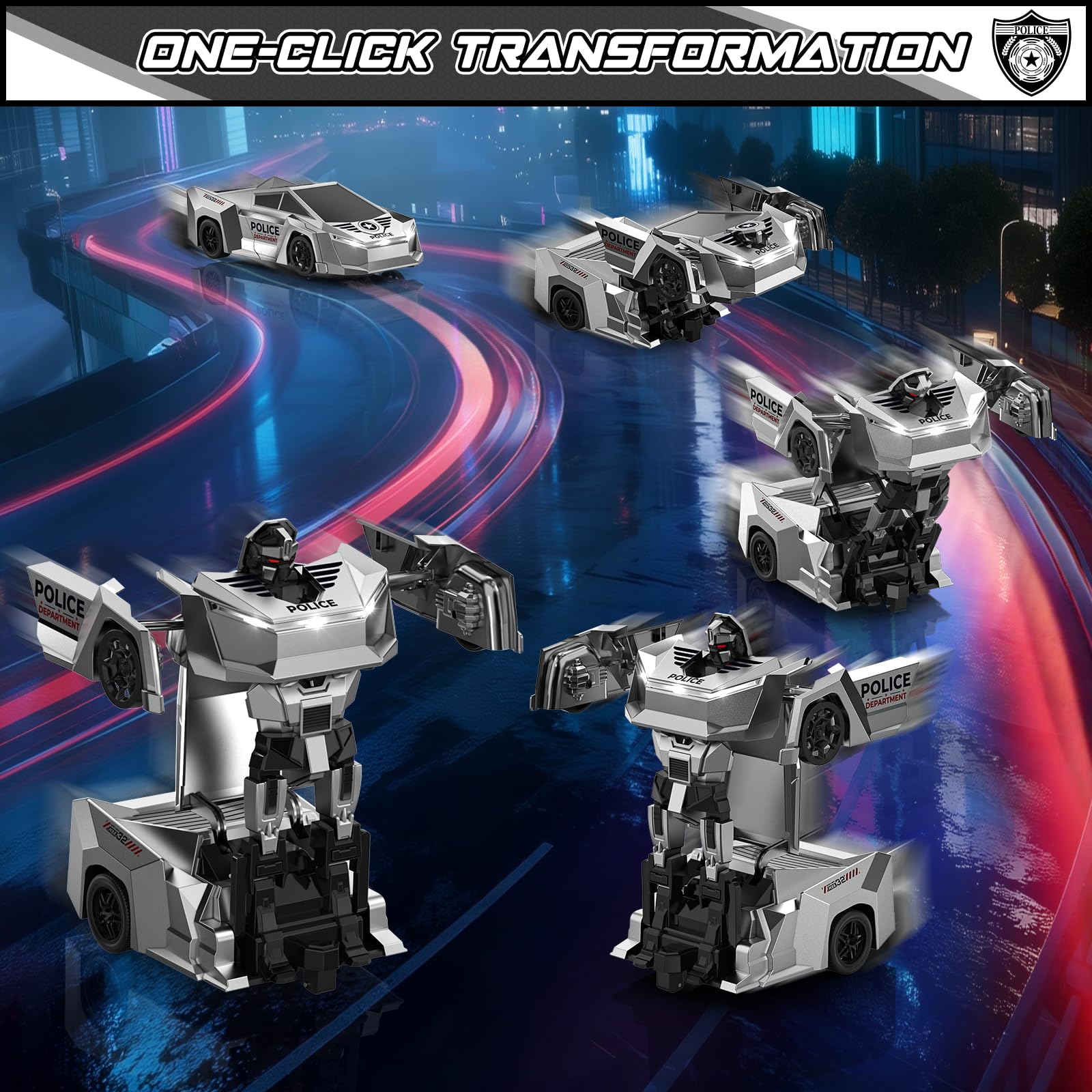 Ovaasy Transform RC Cars Robot, 2.4Ghz 1:18 Scale Remote Control Car Toys for Boys 4-7 8-12, One Button Deformation 360° Rotation Christmas Birthday