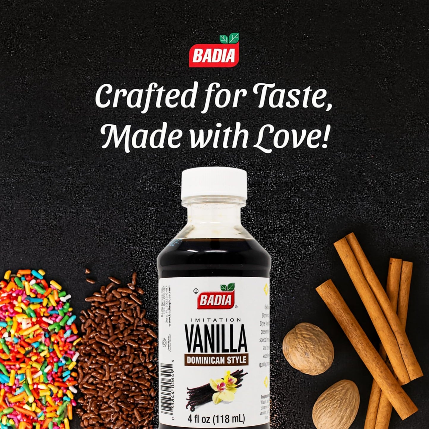 Badia Vanilla Extract Imitation Dominican Style, 4 oz - Rich Vanilla Flavor for Baking, Desserts & Beverages