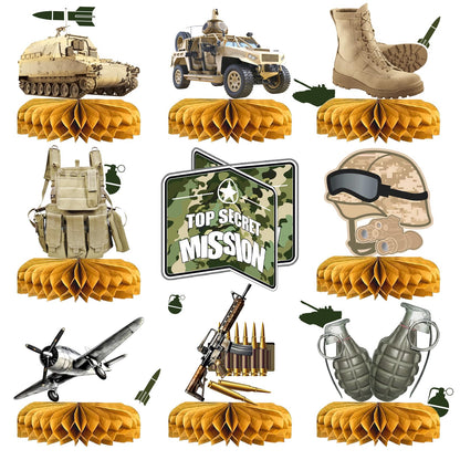 Army Party Decorations Centerpieces, 3D Tank Honeycomb, Military Table Decorations, Army Birthday Party Decorations for Baby Shower Camo Birthday