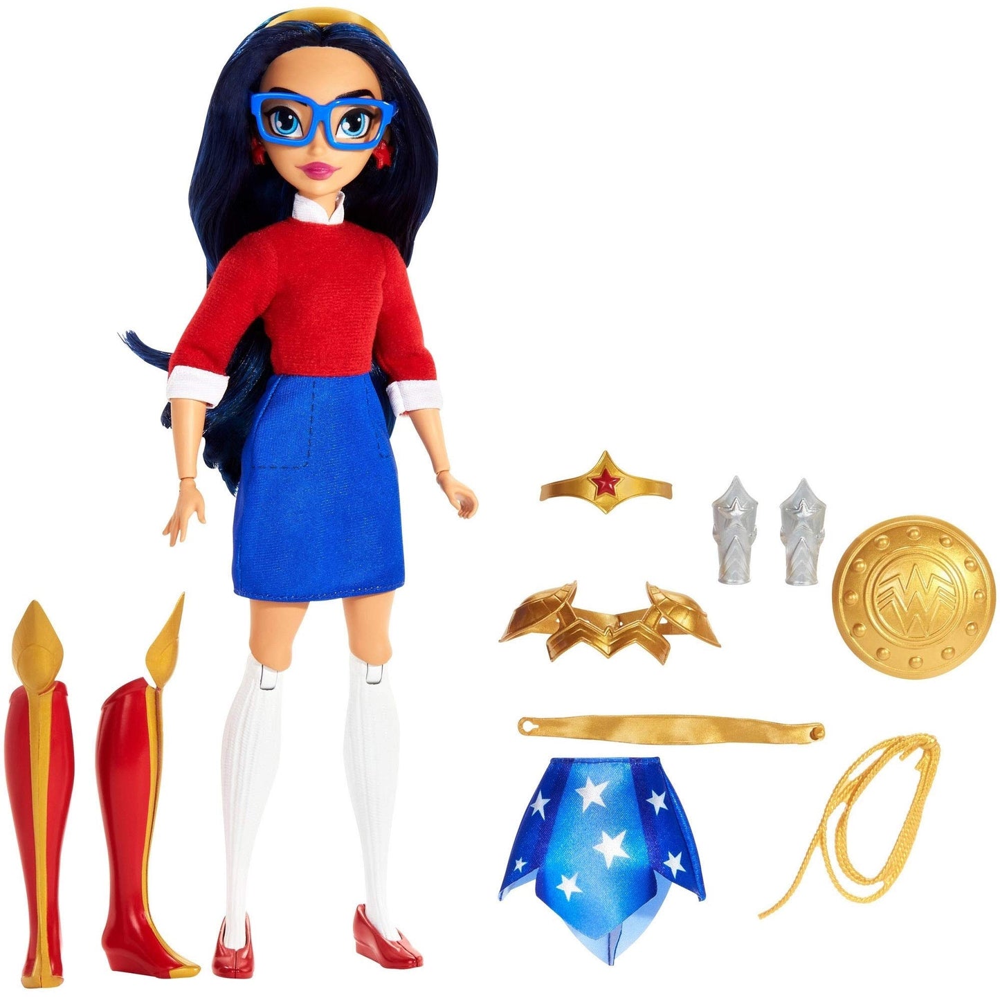 DC SUPER HERO GIRLS, Wonder Woman Teen to Super Hero Life Action Doll (approx.11-in) with Outfits and 9 Removable Accessories, Fully Articulated for