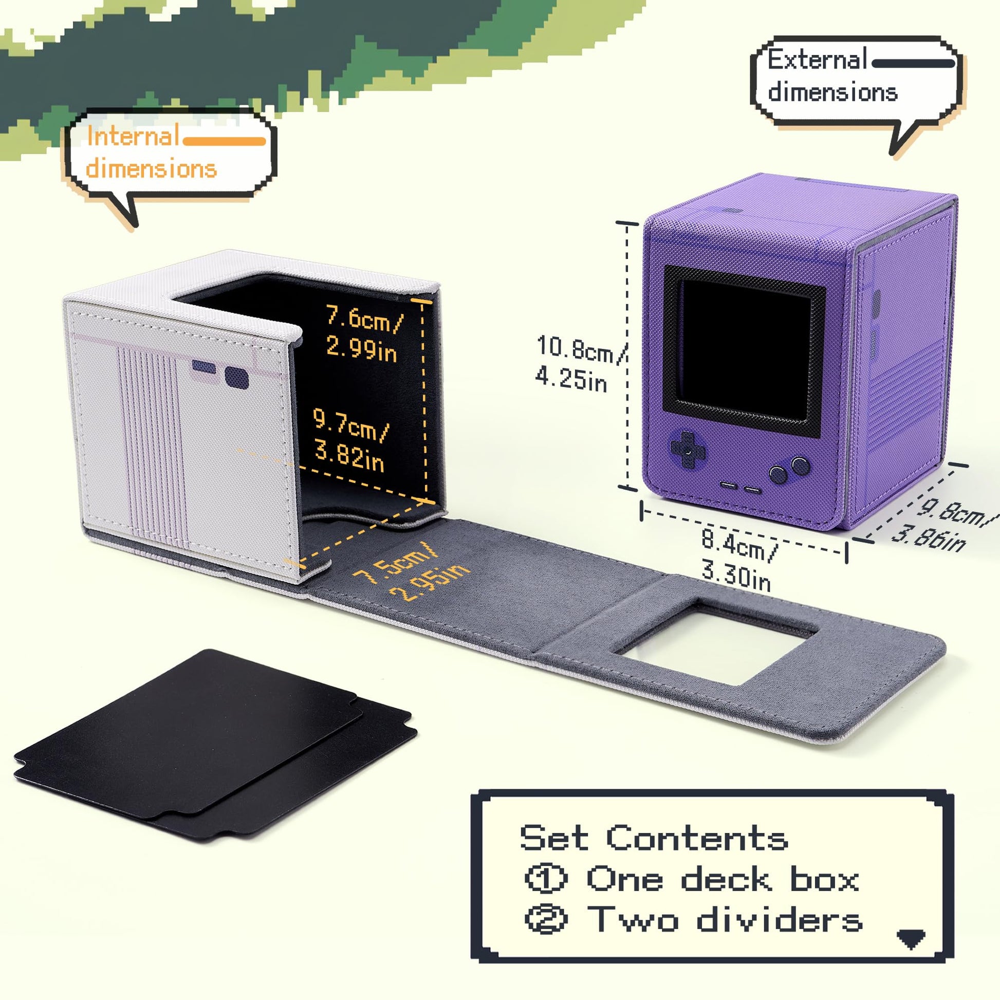 Retro Gaming Console Appearance MTG Deck Box with Commander Display, Card Deck Case Fit 120 Single Sleeved Cards, PU Leather Magnetic Card Storage Box