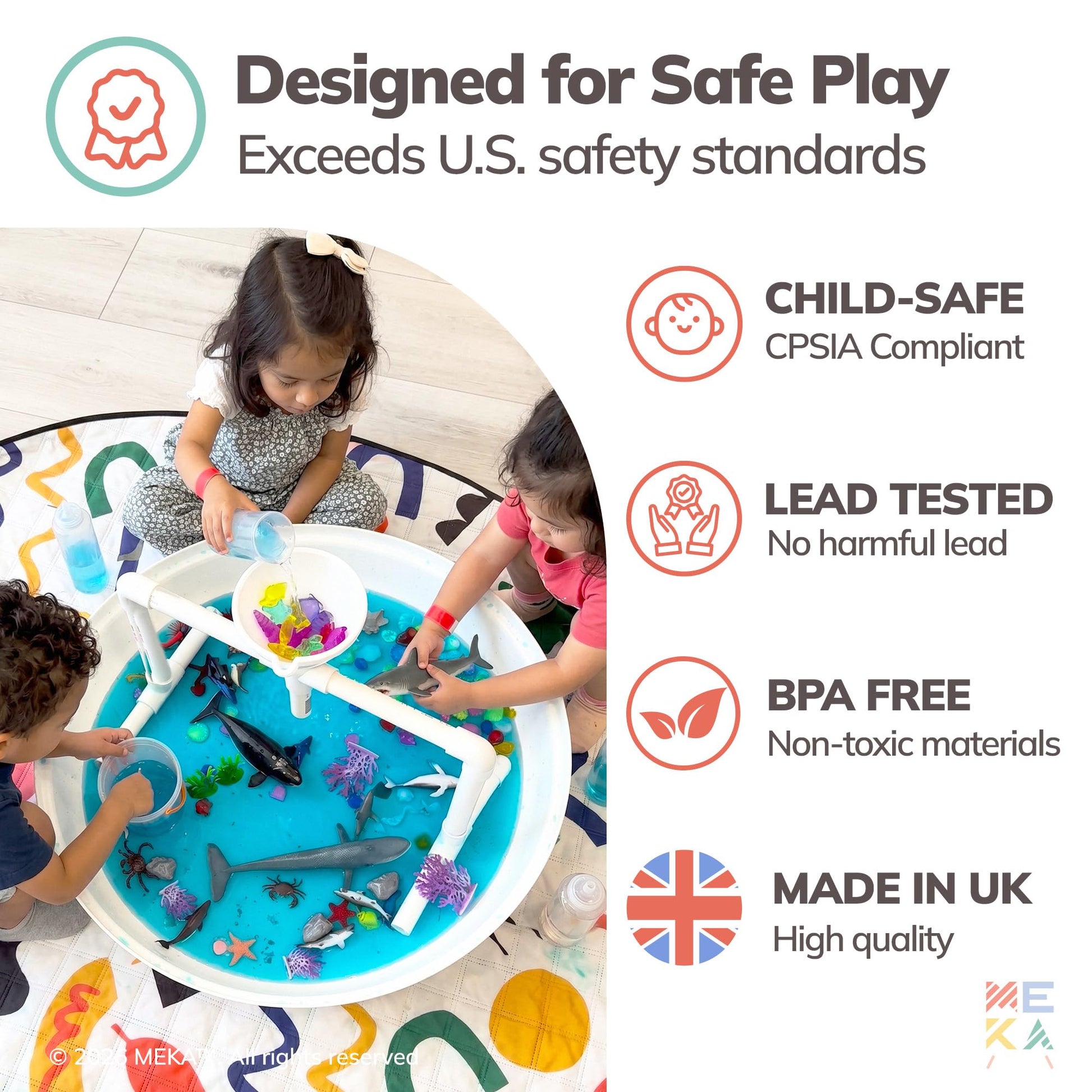 MEKA Deep Tuff Tray 27.8” Round Sensory Play Base, Heavy Duty Plastic Deep Spot Messy Activity Mud Water Sand Tray for Toddlers, Outdoor Indoor