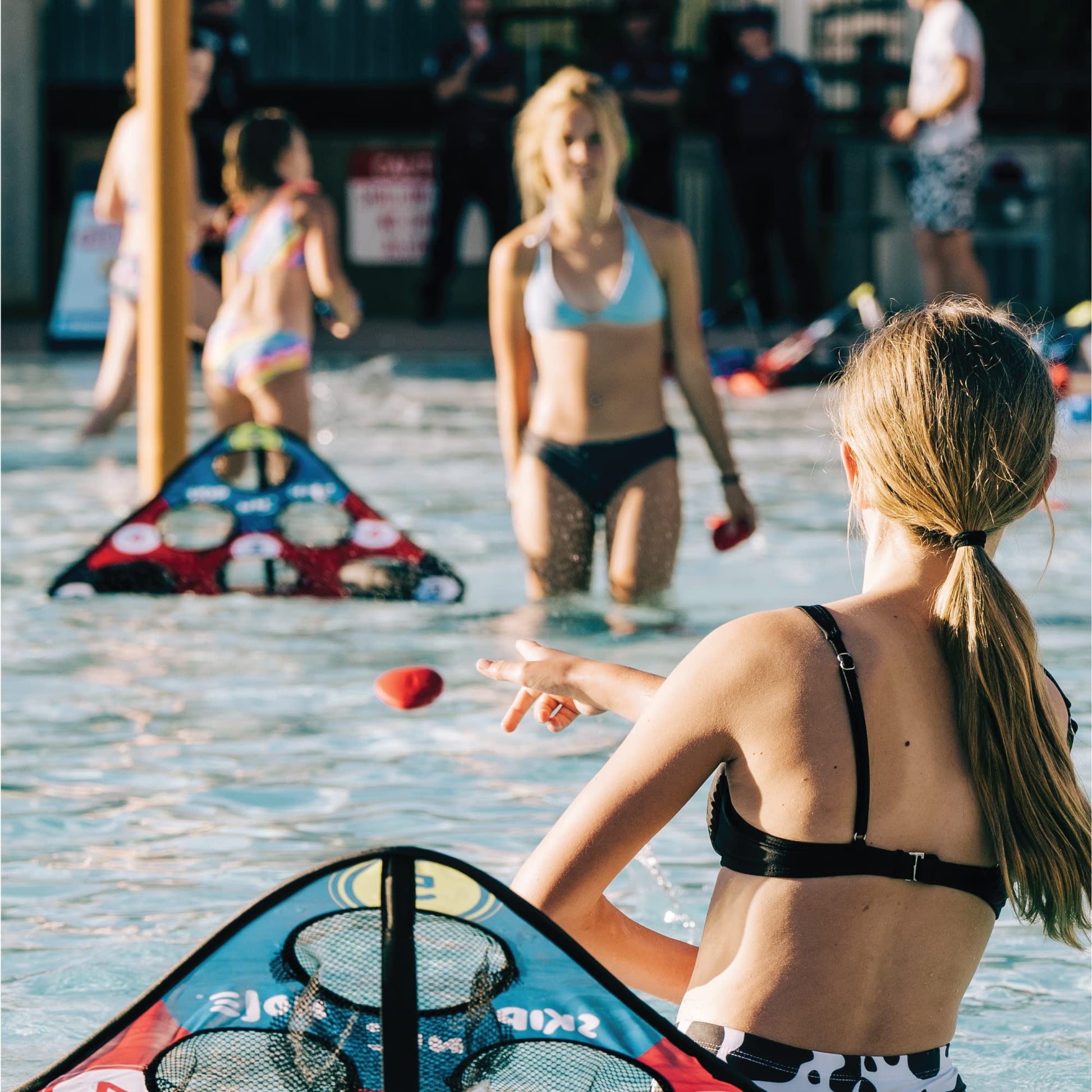 Skip NN' 8X Skipping Stonnes Targets NOT Included | Pool Toys Hole Skipping Stones Meets Cornhole Game Mode | Fun for The Pool, Lake, Beach| (Qty 8X