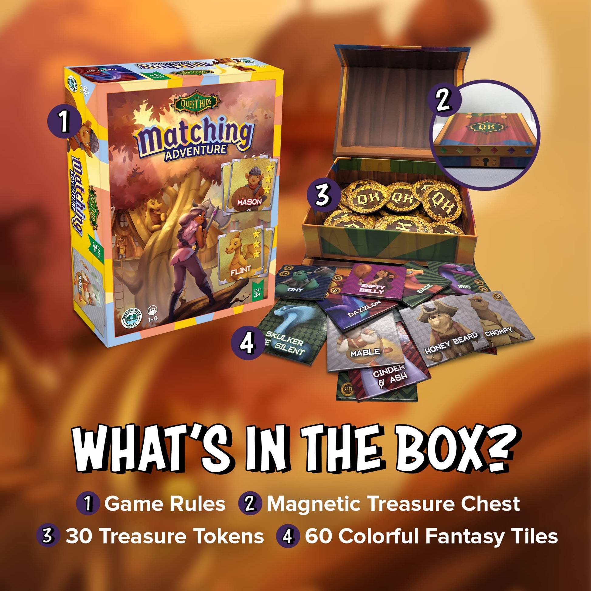 The Quest Kids - Matching Adventure Memory Game, Matching Games for 3 Year Olds and Up, Fantasy-Inspired Strategy and Concentration Game