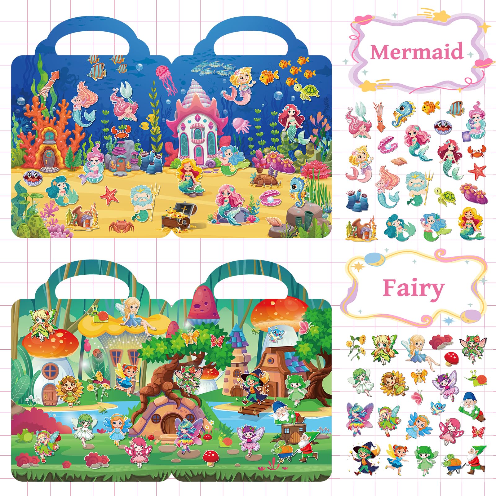 Kalysky 6 Sets Reusable Sticker Book for Toddlers 2-4 1-3