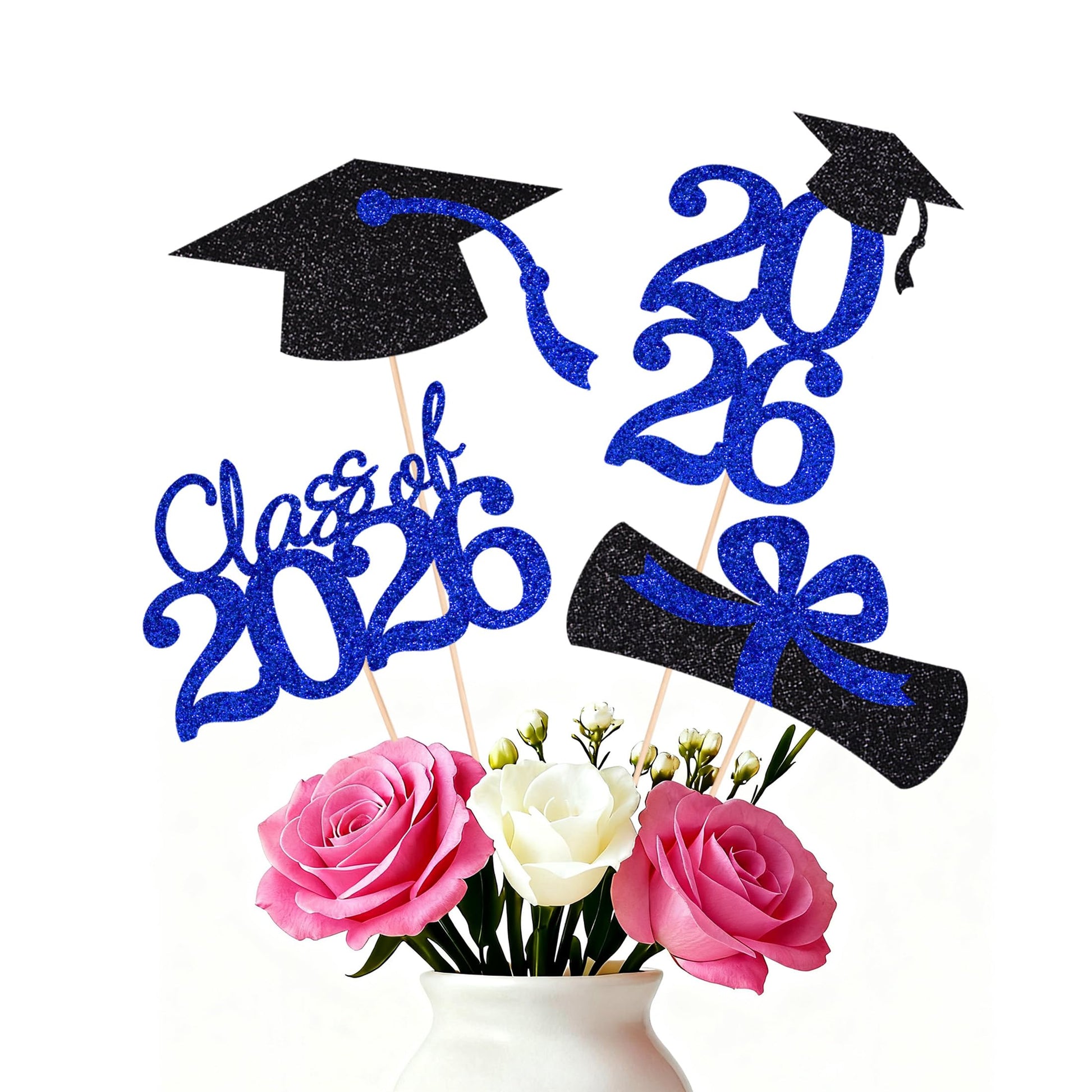 Graduation Decorations Centerpieces for table 2026, Double-sided Class of 2026 Cake Topper picks for Graduation Party Decoration Party favors(16 PCS