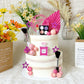 32 PCS Makeup Cake Topper Happy Birthday Cake Topper with Lipstick Eye Shadow Makeup Brush for Birthday (Hot pink)