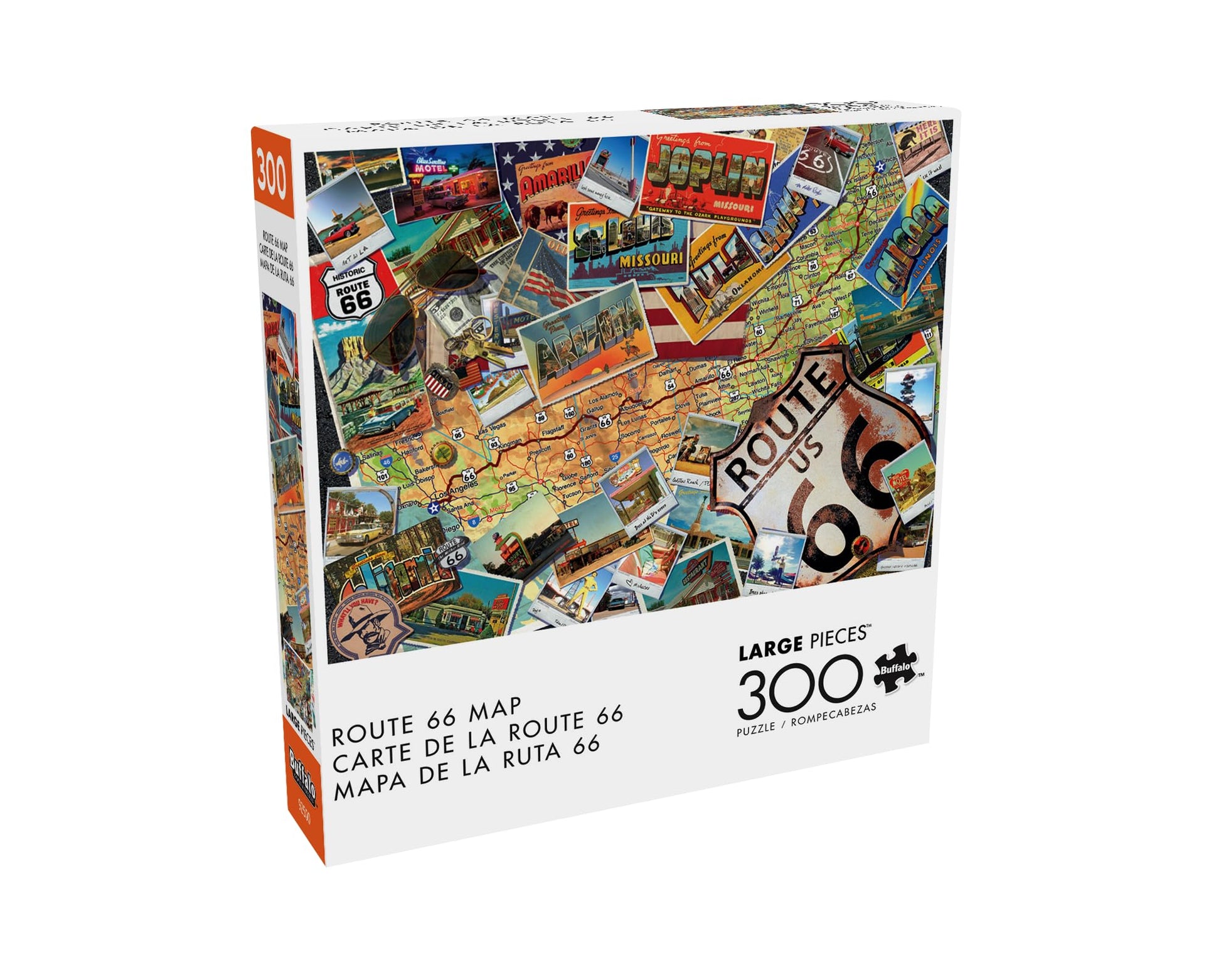 Buffalo Games - Route 66 Map - 300 Large Piece Jigsaw Puzzle for Adults