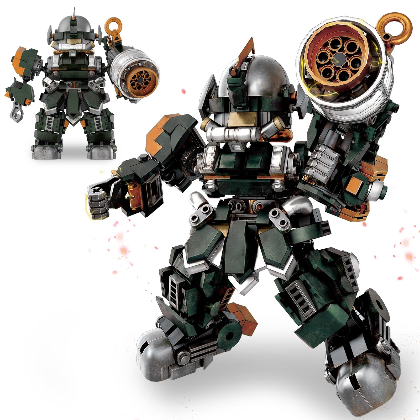 HIGH GODO Mech Robot Building Set, Destroy Warrior City Soldier Mech Model Building Kit with Weapons, Creative Cool Robots Toys Gift for Teens Adults