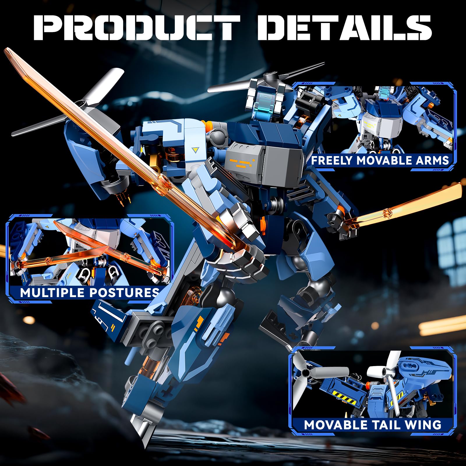 Tenhorses 2-in-1 Transformable Mech Building Set, Switch Between Warrior Robot and Fighter Jet Model Kits Without Disassembly, Ideal Christmas