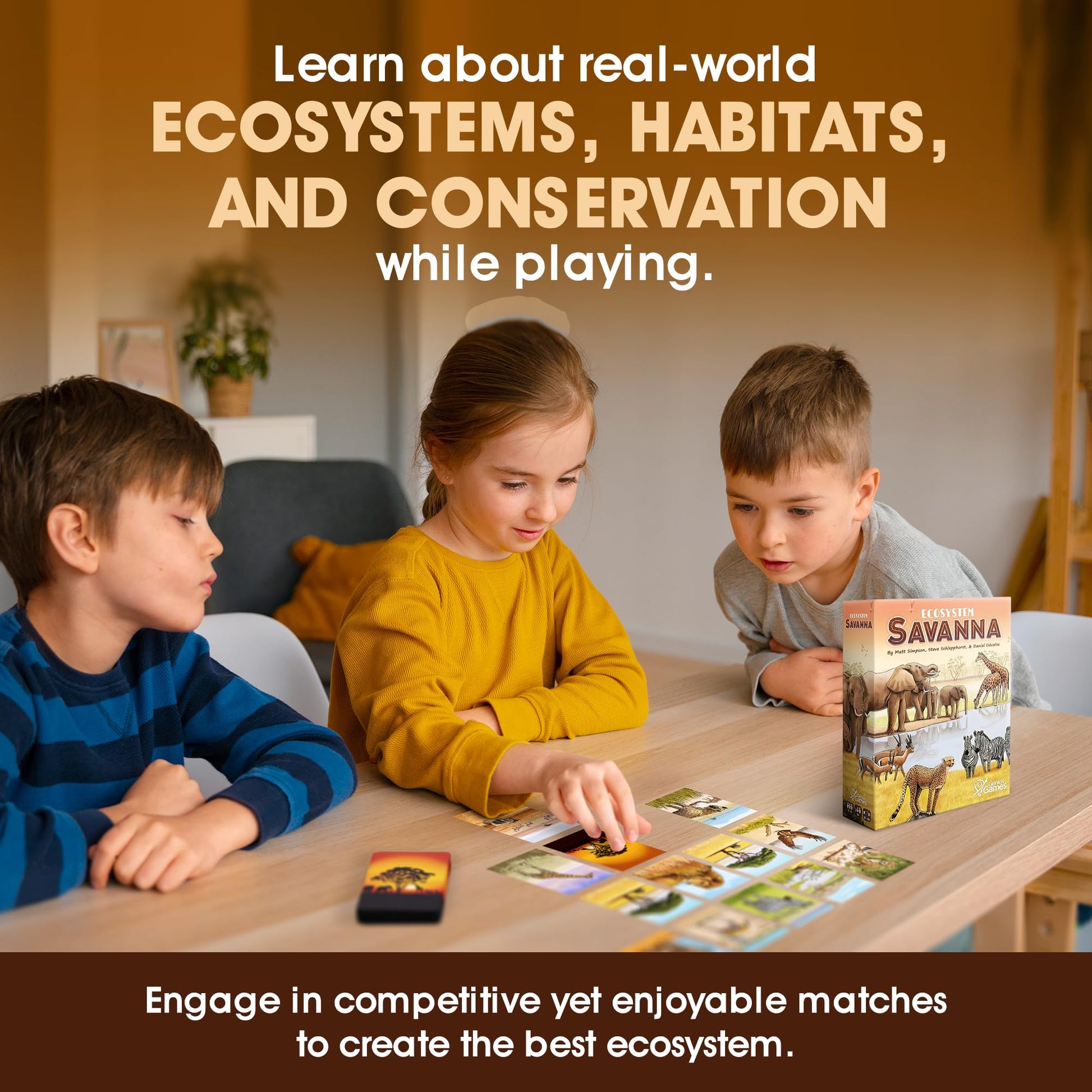 Ecosystem: Savanna - A Family Card Game About Animals on Grassy Woodland of African Savanna - Fun & Educational Ecology Game for Kids & Adults