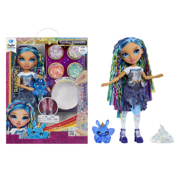 Rainbow High Rainbow Shimmers with Slime - Skyler, Blue - 28cm Fashion Doll with Slime Kit and a Pet Bunny Age 4+