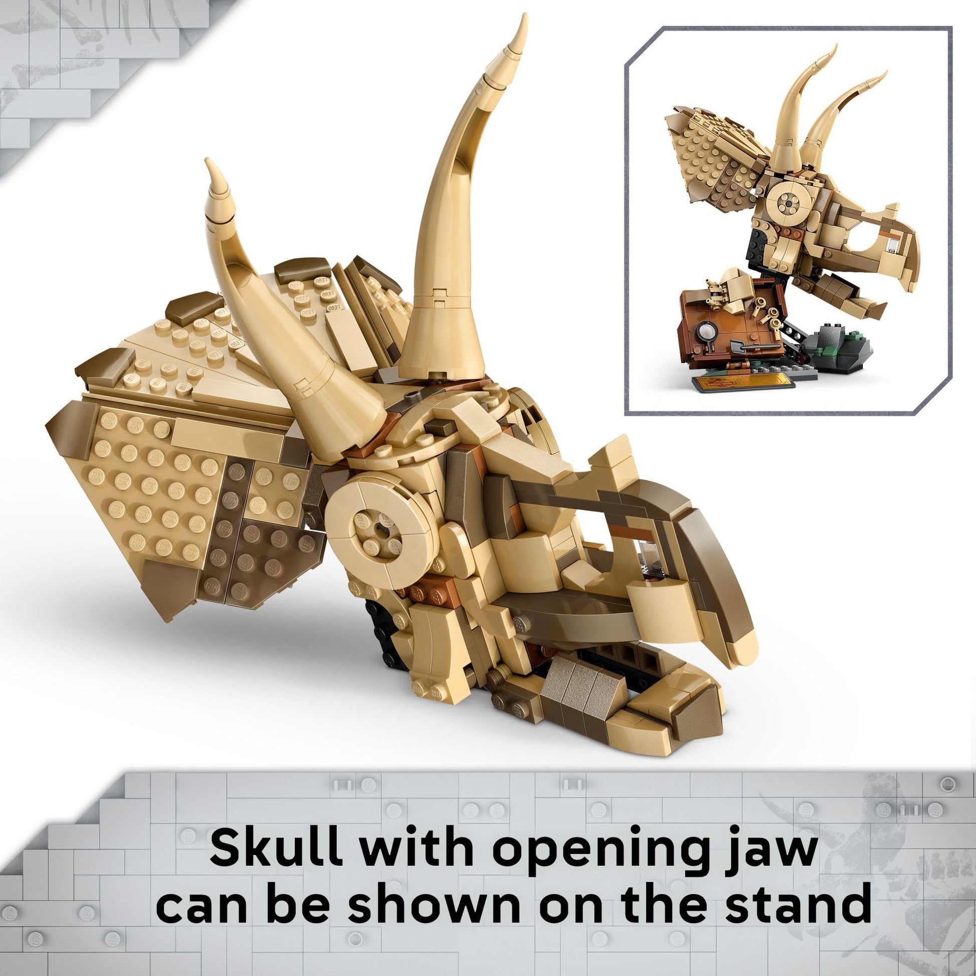 LEGO Jurassic World Dinosaur Fossils Triceratops Skull Toy - Dinosaur Toy Fossil Building Set for Kids, Boys and Girls, Ages 9+ - Model Display Kit
