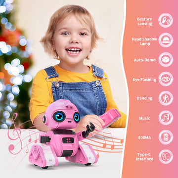 Robot Toys for Boys and Girls, Rechargeable Remote Control Robot with Auto-Demonstration, Light Projection, Dance Moves, Music, and Gesture Sensing