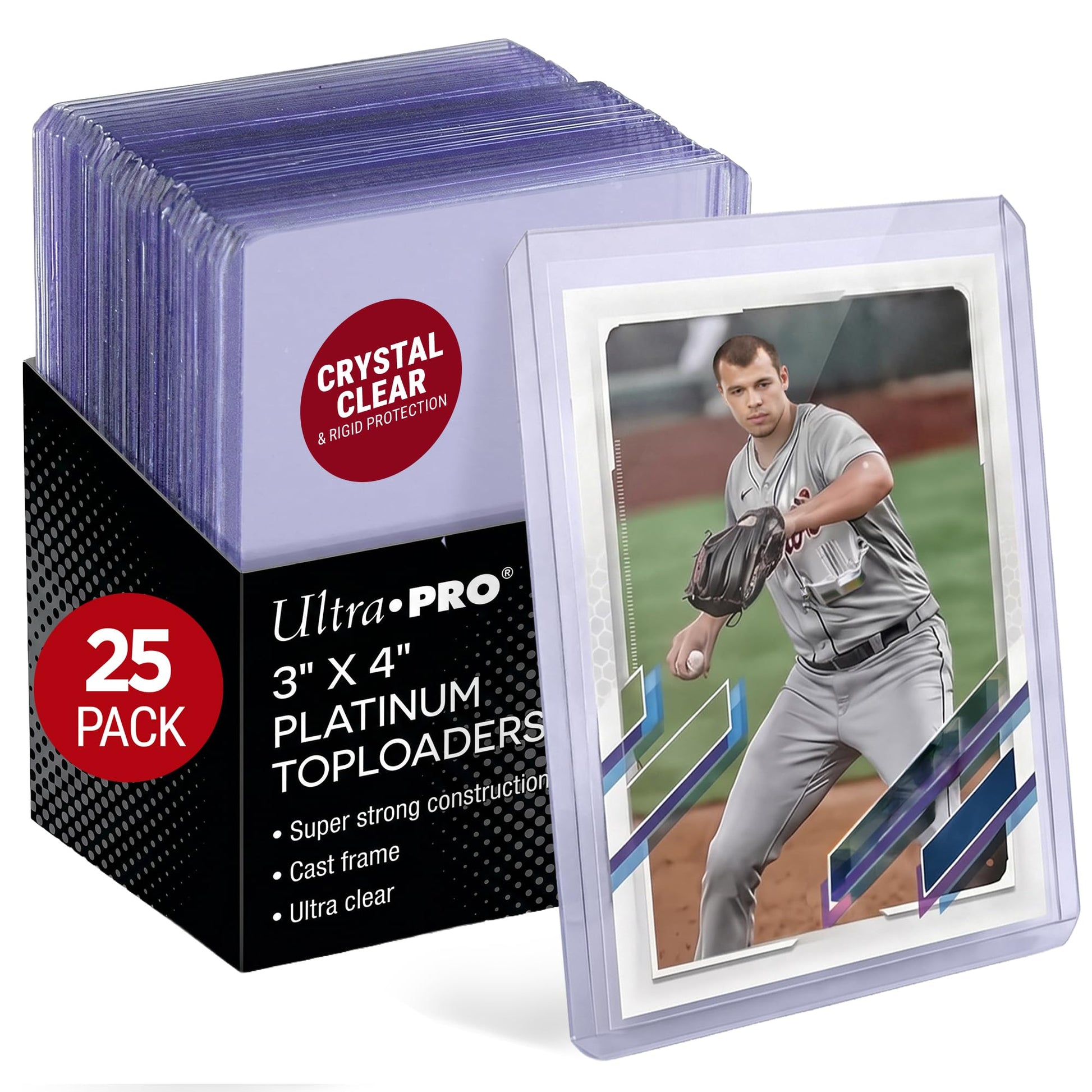 Ultra Pro 3" x 4" Ultra Clear Platinum Top Loaders for Trading Cards - Rigid Card Top Loaders for Sports, MTG and Pokemon - Fits 2.5" x 3.5" Size up