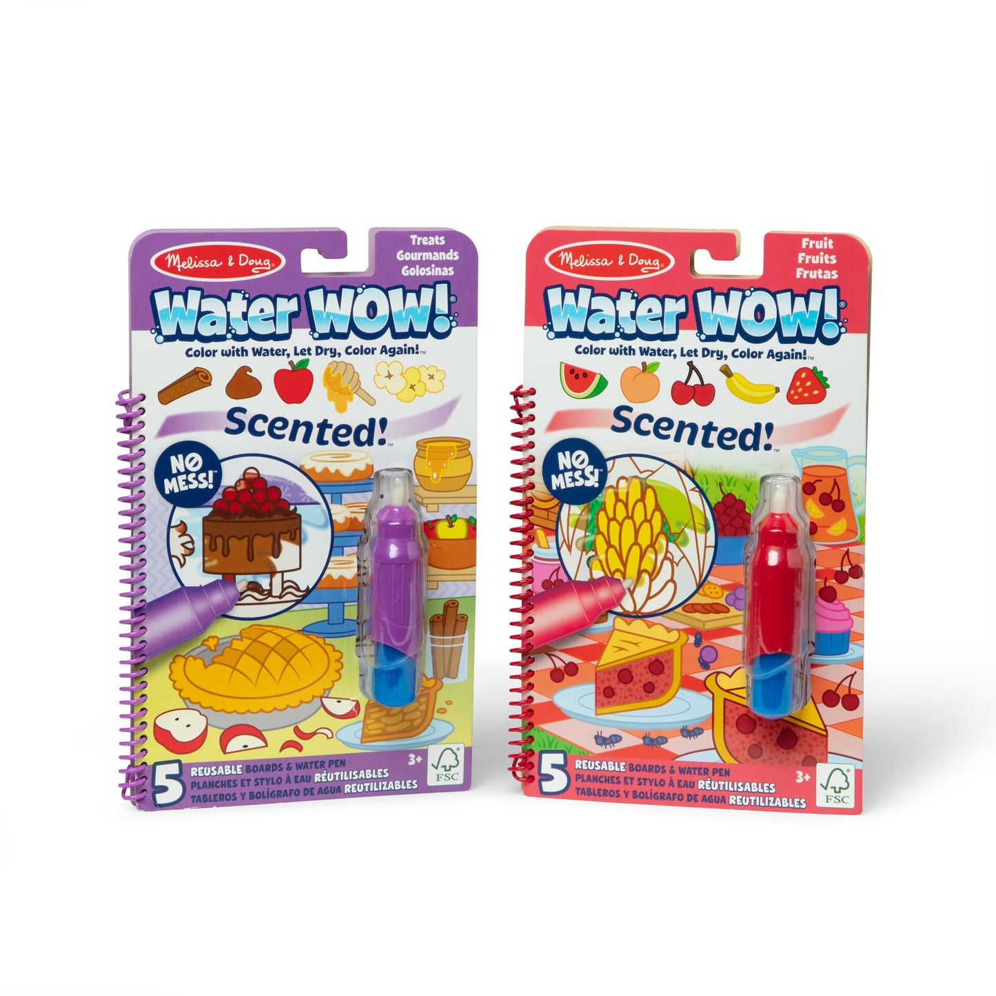 Melissa & Doug 2-Pack Scented Water Wow!, Fruits & Treats Coloring Book Set