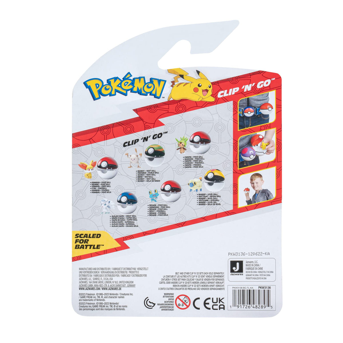 PKW3136 - Clip 'n'Go Poké Balls - Menki & Nest Ball, Official Pokéball with 5 cm Figure