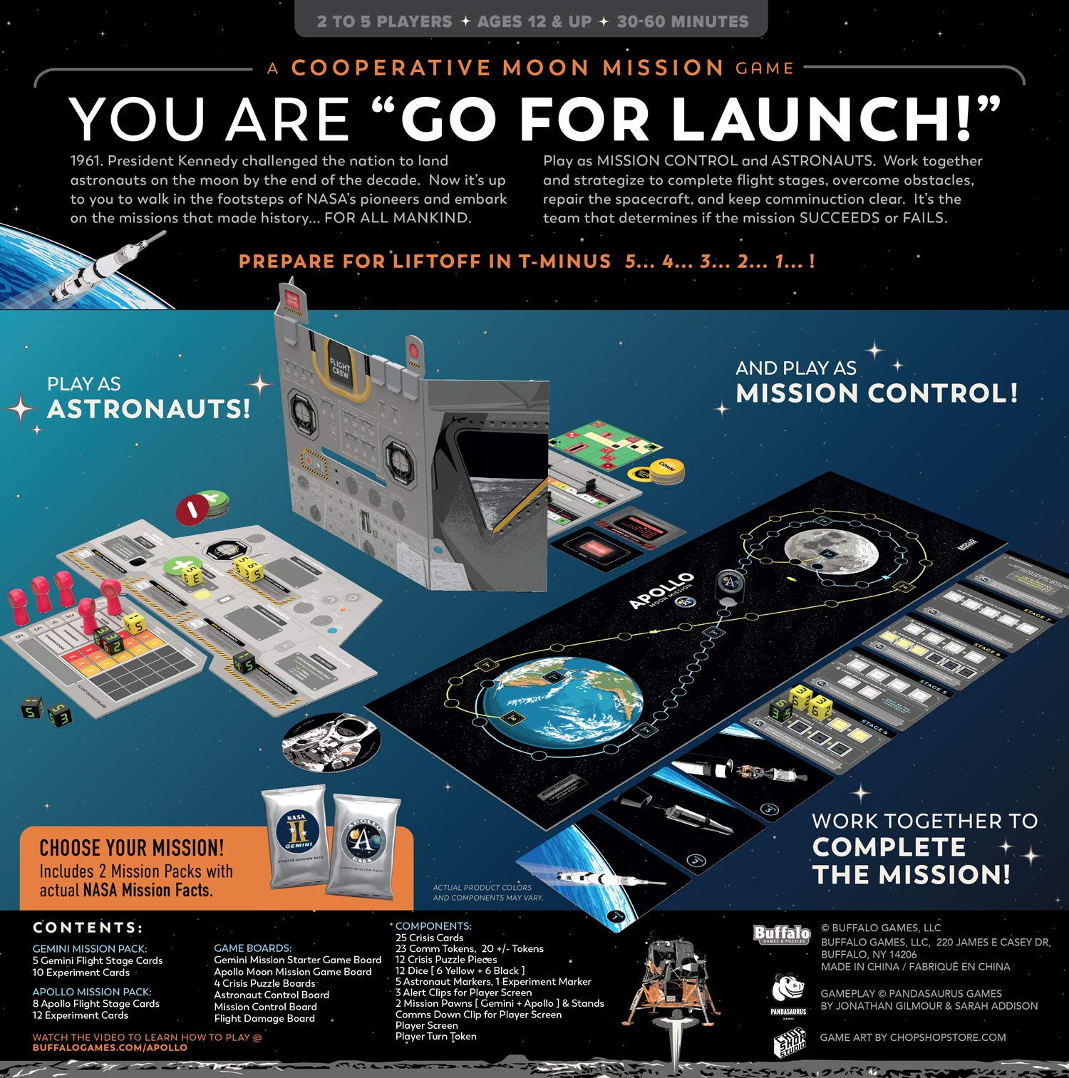 Buffalo Games - Apollo Games (NASA) - Long Play Strategy Game - Great for Game Night - Space Mission