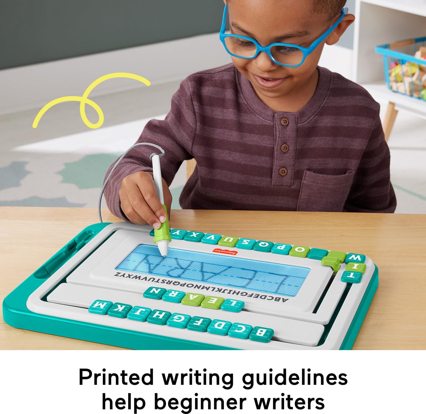 Fisher-Price Preschool Learning Toy Alpha Slide Writer Magnetic Drawing & Writing Tablet with Letter Tracing Tiles for Kids Ages 3+ Years