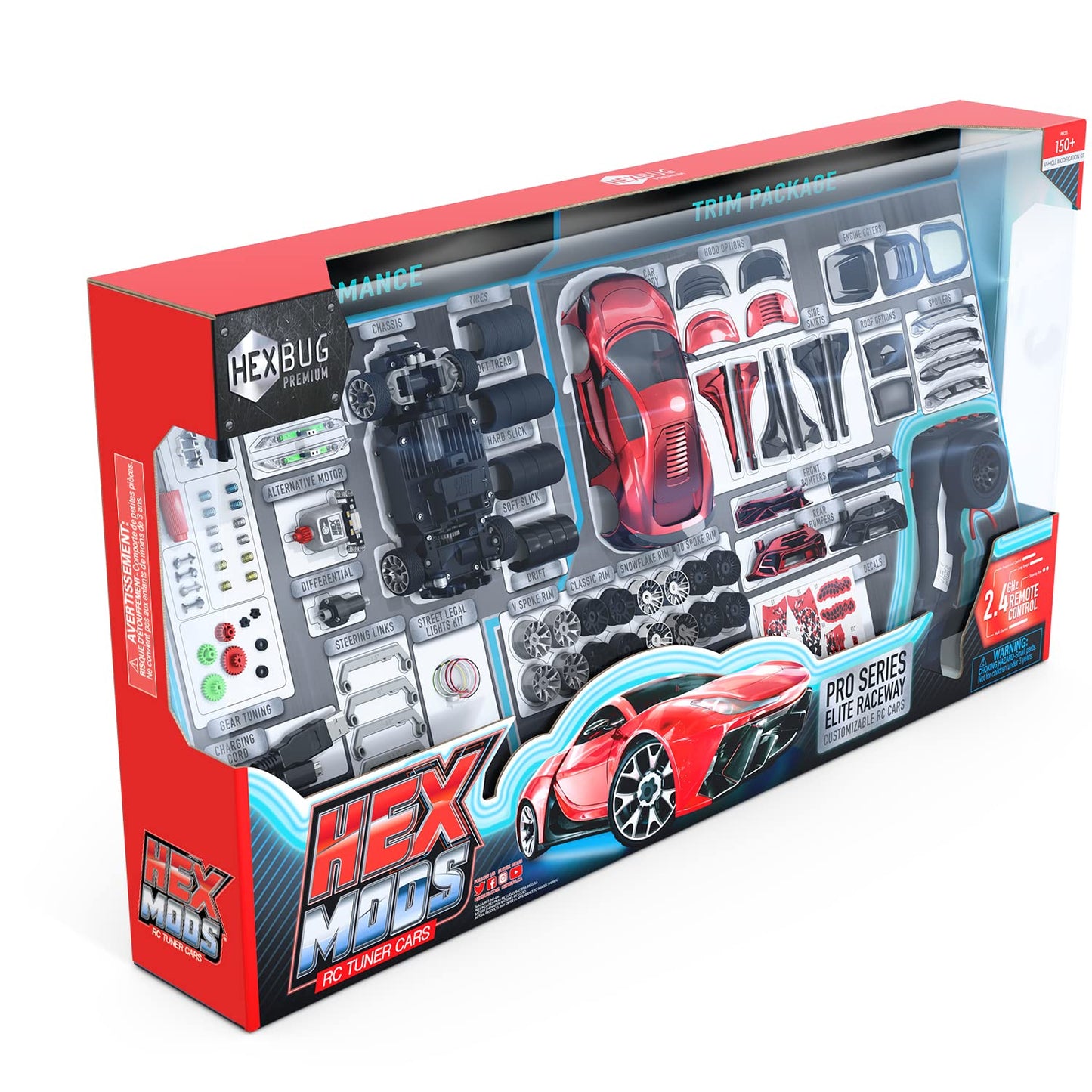 HEXBUG HEXMODS Pro Series Elite Raceway, Rechargeable RC Car, Buildable Scale Model for Kids and Adults, 2.4 Ghz Controller and Trackset Included