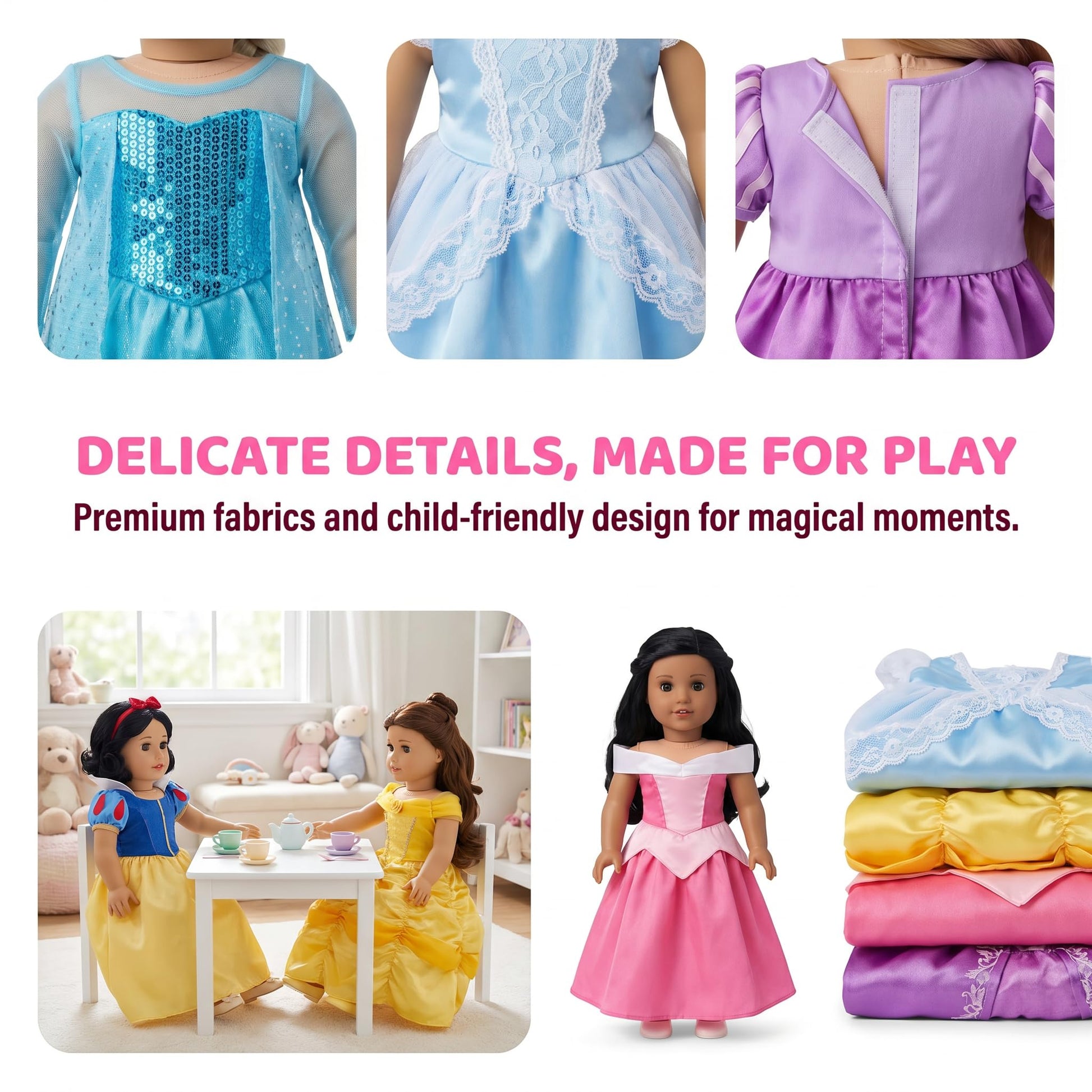 American 18 inch Doll Clothes Accessories -6Sets Different Princess Costume