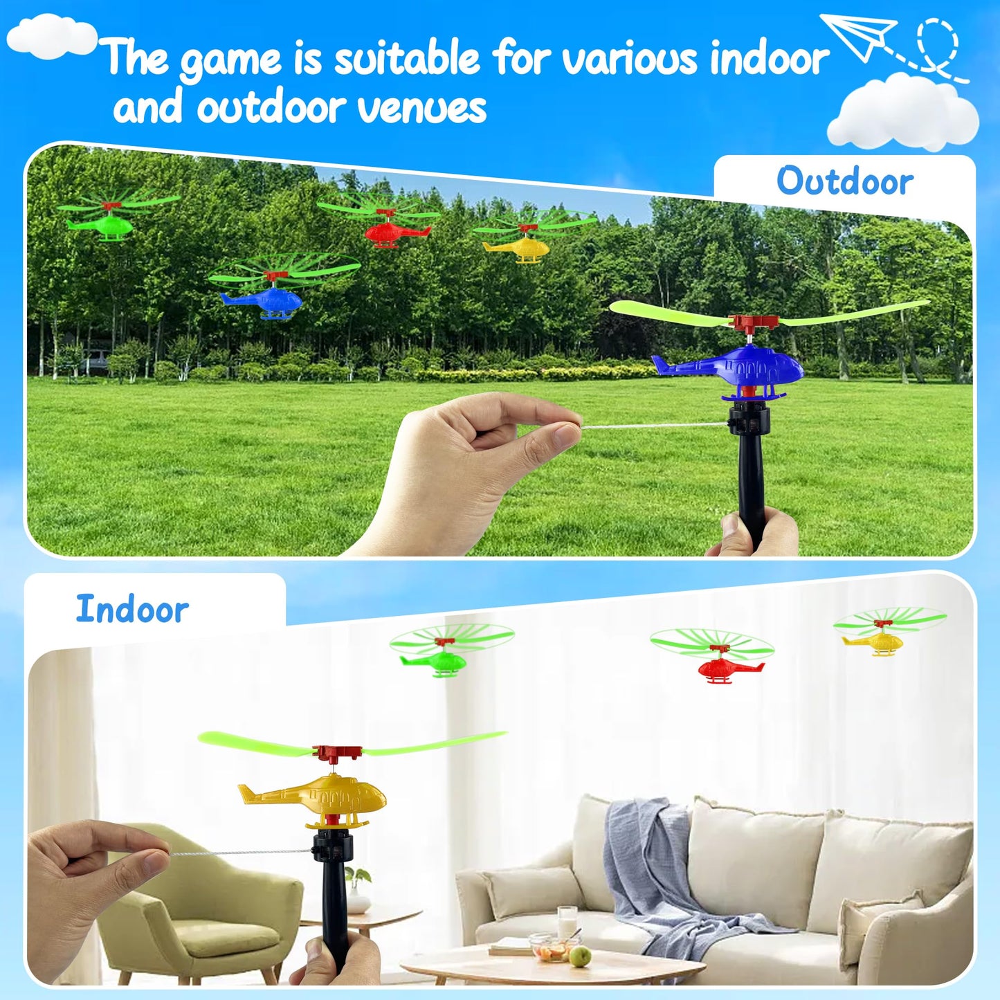 XIPEGPA 10PCS Flying Helicopters Planes 360°Rotating Airplanes Helicopter Airplane for Boys Girls Goodie Bag Stuffers Classroom Prizes Bulk Party