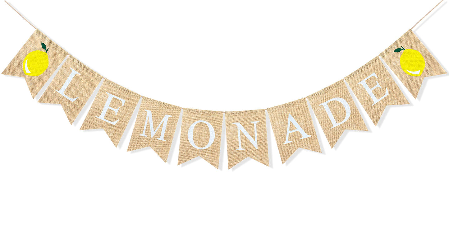 Uniwish Burlap Lemonade Banner Lemonade Stand Decorations Supplies