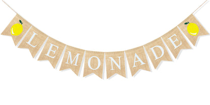 Uniwish Burlap Lemonade Banner Lemonade Stand Decorations Supplies