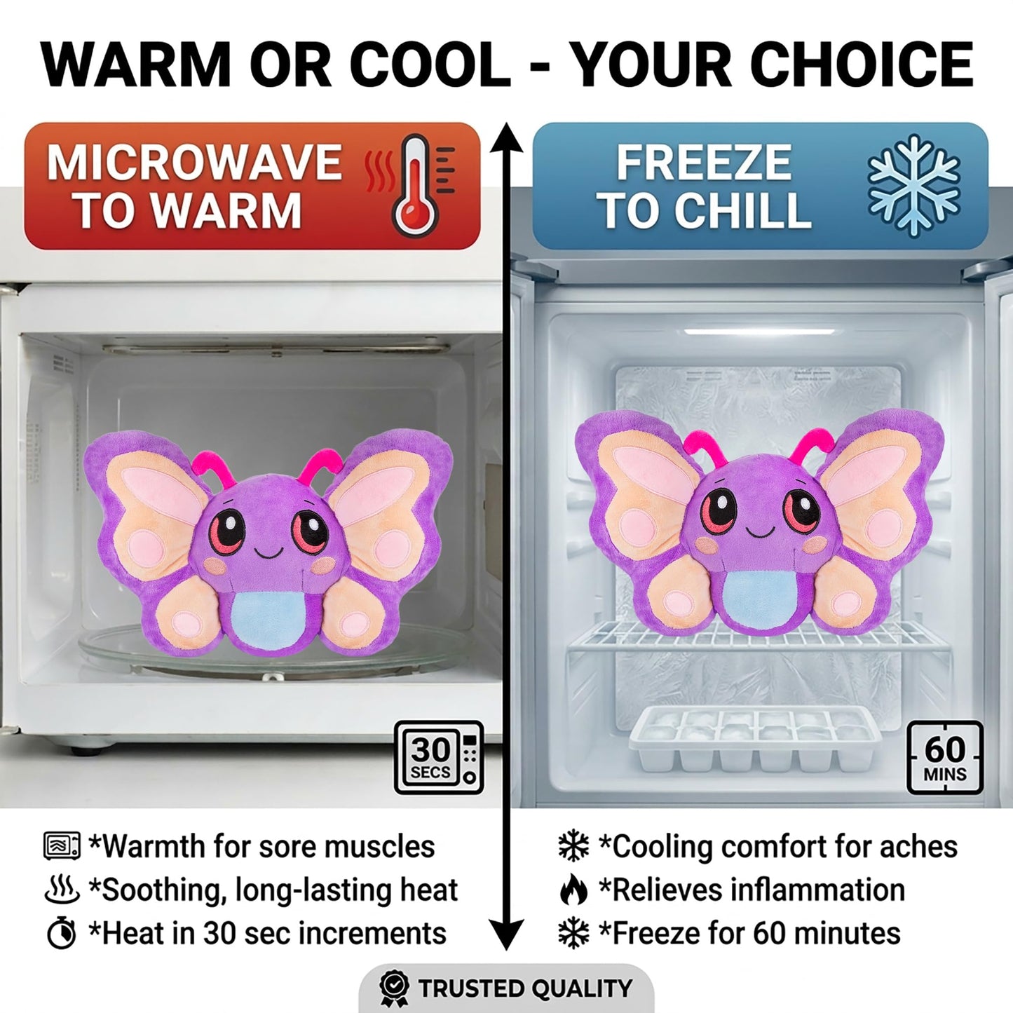 Bella Butterfly - Microwavable & Weighted Plush Stuffed Animal - Heated Plushie for Warmth - Cute, Soft, Cozy Toy for Adults & Children (Boys, Girls