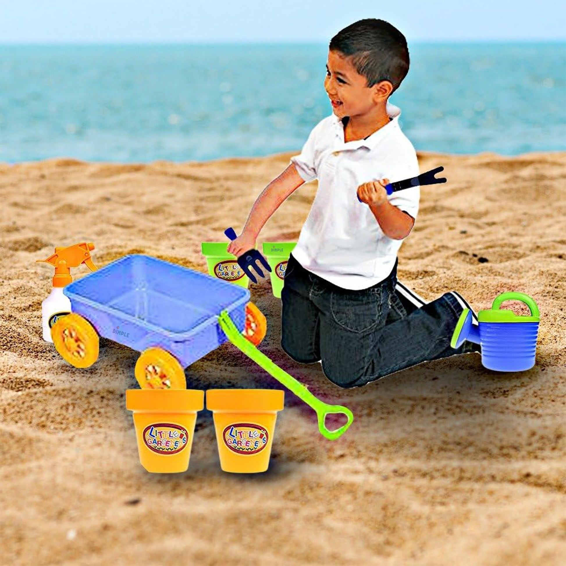 Dimple Blue Garden Wagon & Tools Toy Set, 15 Pc Kids Gardening Play Set