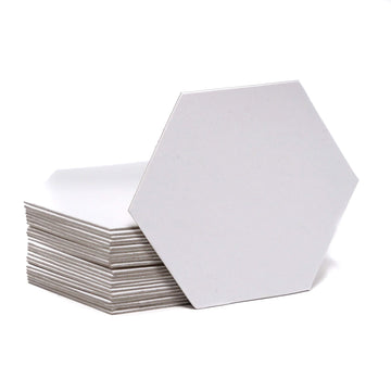 Hedral Value Pack of 24- Blank 3.5" Uncoated Chipboard Hexagon Hex Board Game Tiles Counters Markers Chits DIY D&D