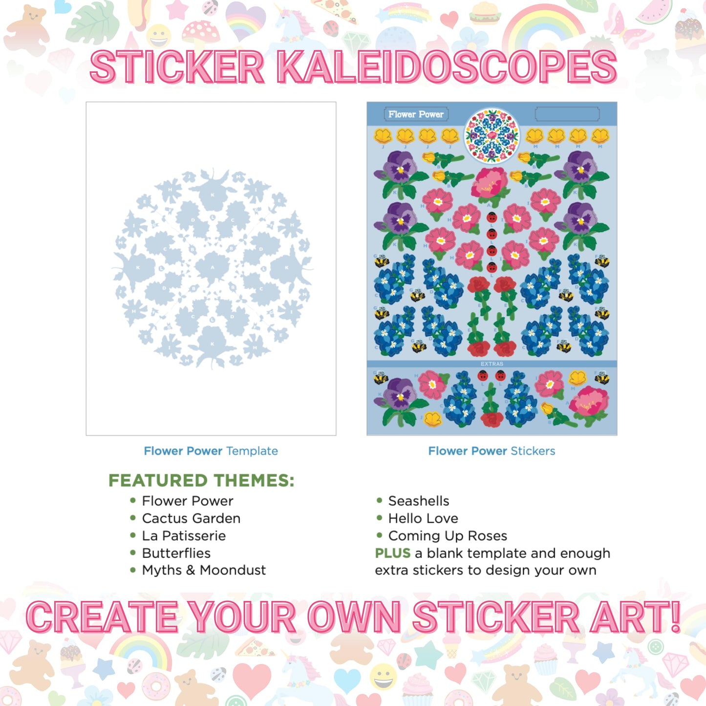 Mrs. Grossman's Sticker Kaleidoscopes Activity Book - Create Manadala Style Art with Sticker by Letter Format, Includes 8 Designs and Over 500