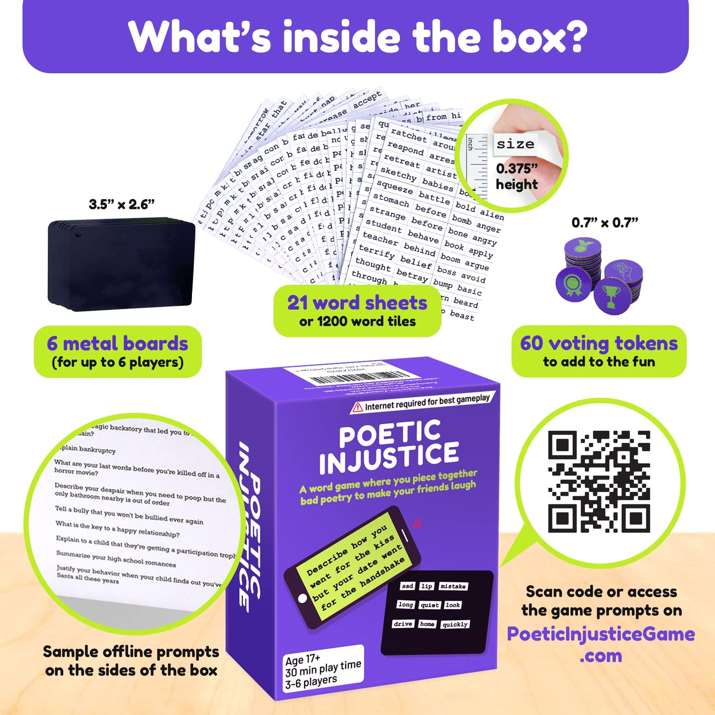Poetic Injustice - A Magnetic Word Game Where You Make Bad Poetry for Laughs - Family Night Ideas & Fun Party Games for Ages 17+ - Spark Laughter