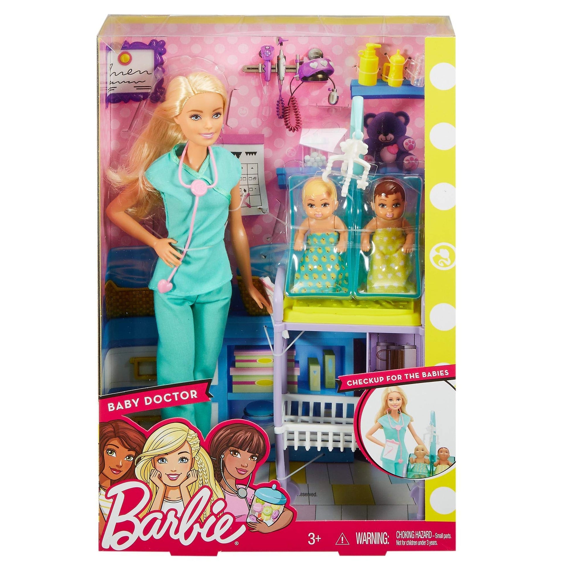 Barbie Doll Baby Doctor Play Set with Two Patients