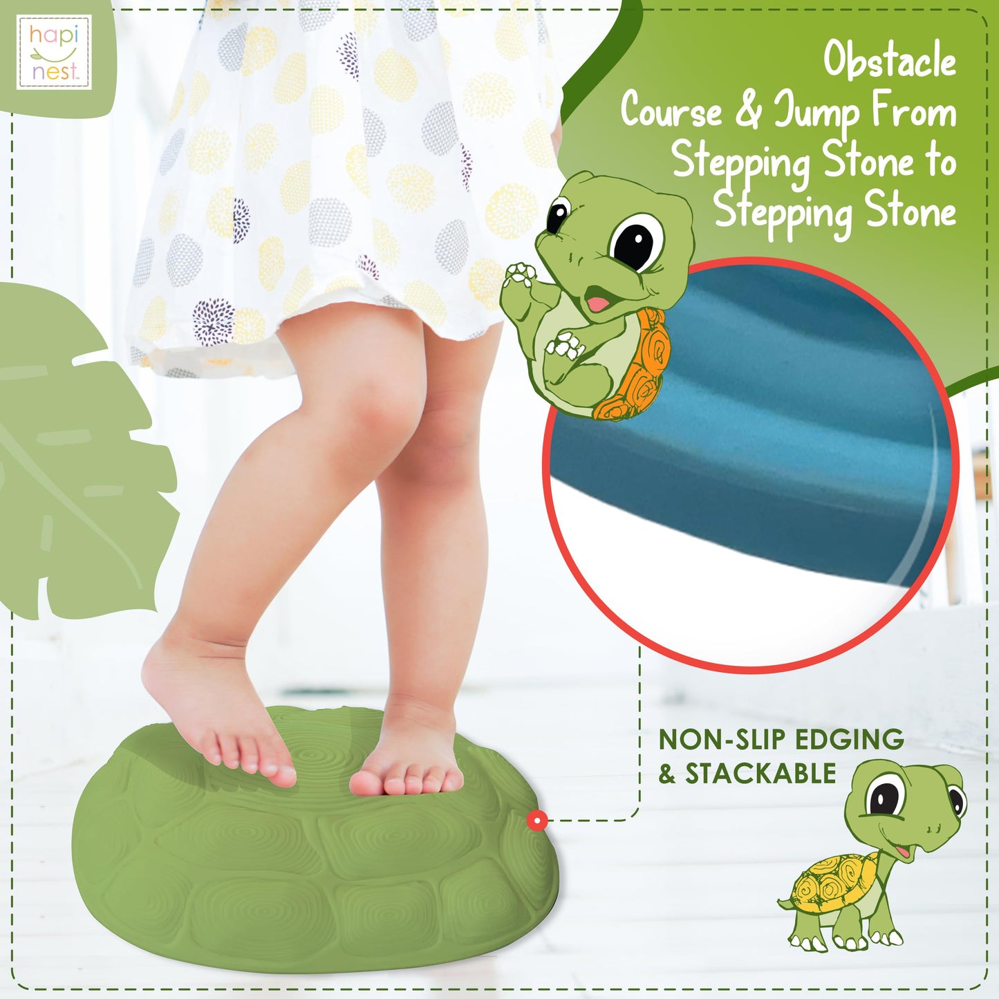 Hapinest Turtle Balance Stepping Stones for Kids, Obstacle Course Coordination Game for Kids & Family, Indoor Outdoor Sensory Play Equipment Toys